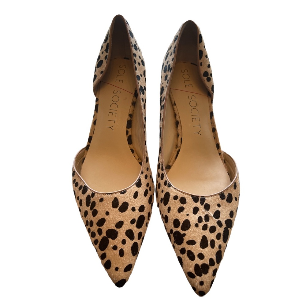 Sole Society Sleek Fur Leopard Kitten Heel Size 10m